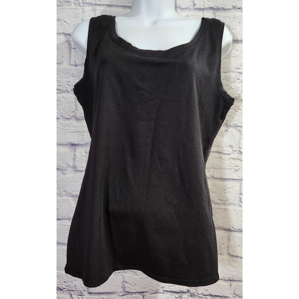 Investments Black Round Neck Sleeveless Tank Top Large Lightweight Soft Stretch